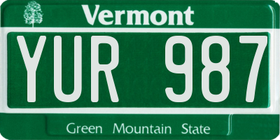 VT license plate YUR987
