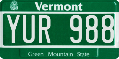 VT license plate YUR988