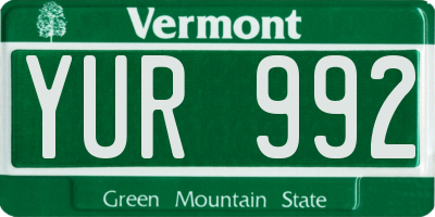 VT license plate YUR992