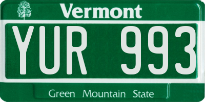 VT license plate YUR993