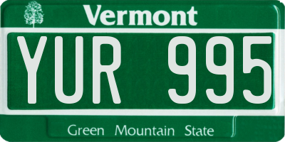 VT license plate YUR995