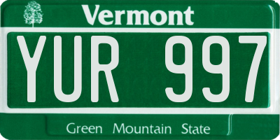 VT license plate YUR997