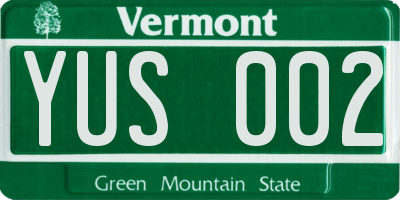 VT license plate YUS002