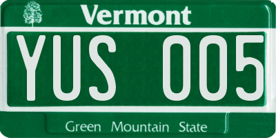 VT license plate YUS005