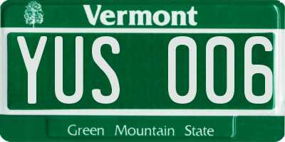VT license plate YUS006