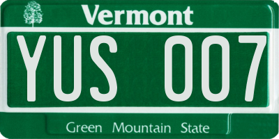 VT license plate YUS007
