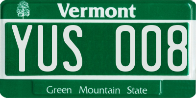 VT license plate YUS008