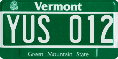 VT license plate YUS012