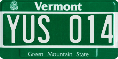 VT license plate YUS014