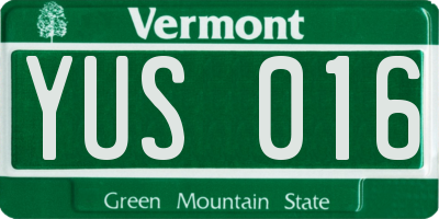 VT license plate YUS016