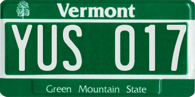 VT license plate YUS017