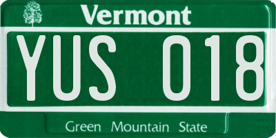 VT license plate YUS018