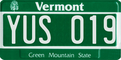 VT license plate YUS019