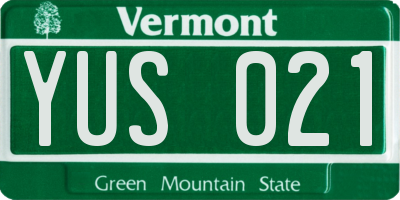 VT license plate YUS021
