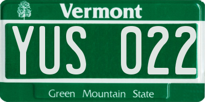 VT license plate YUS022