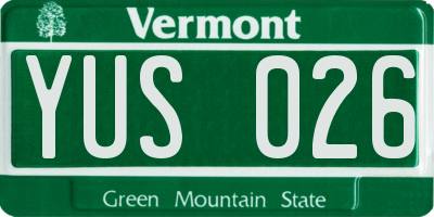 VT license plate YUS026