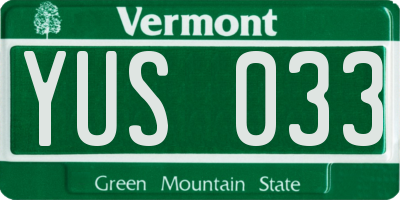 VT license plate YUS033