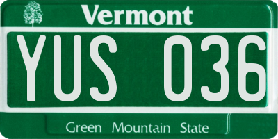 VT license plate YUS036