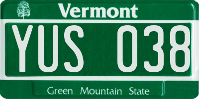 VT license plate YUS038