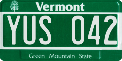 VT license plate YUS042