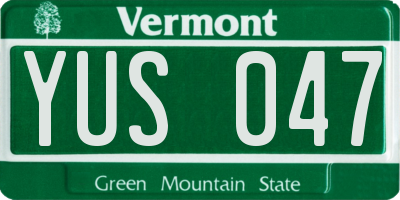 VT license plate YUS047