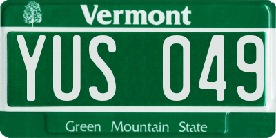 VT license plate YUS049