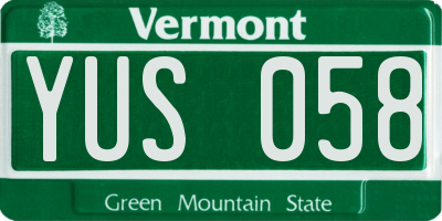 VT license plate YUS058