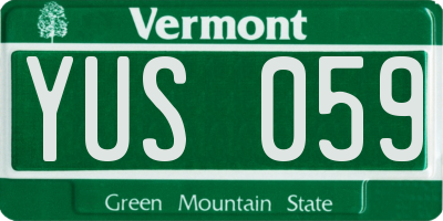 VT license plate YUS059