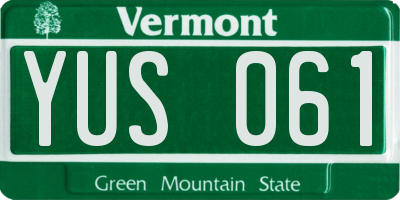 VT license plate YUS061