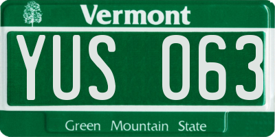 VT license plate YUS063