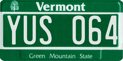 VT license plate YUS064
