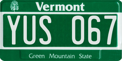 VT license plate YUS067