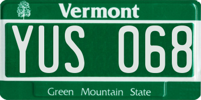VT license plate YUS068