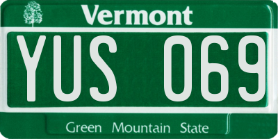 VT license plate YUS069
