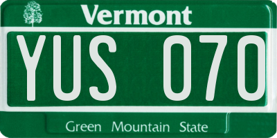 VT license plate YUS070