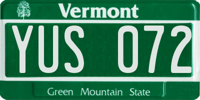 VT license plate YUS072
