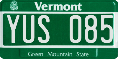 VT license plate YUS085