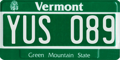 VT license plate YUS089