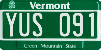 VT license plate YUS091