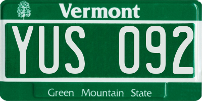 VT license plate YUS092