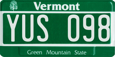 VT license plate YUS098