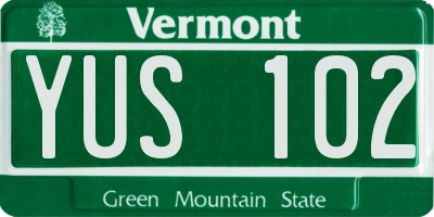VT license plate YUS102