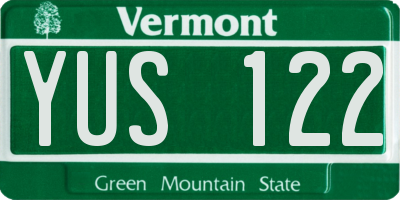 VT license plate YUS122