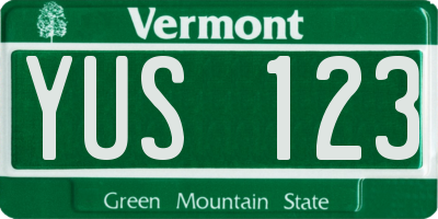 VT license plate YUS123