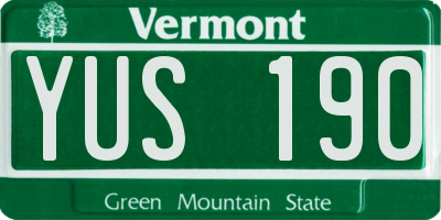 VT license plate YUS190