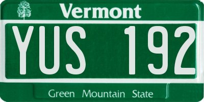 VT license plate YUS192
