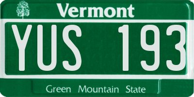 VT license plate YUS193