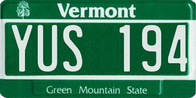 VT license plate YUS194