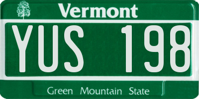 VT license plate YUS198