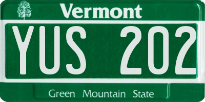 VT license plate YUS202